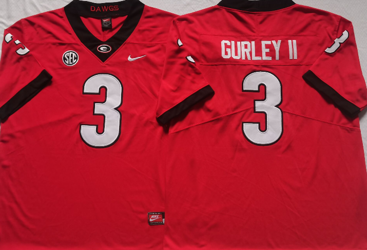 Men's Georgia Bulldogs Todd Gurley II#3 Red Jersey